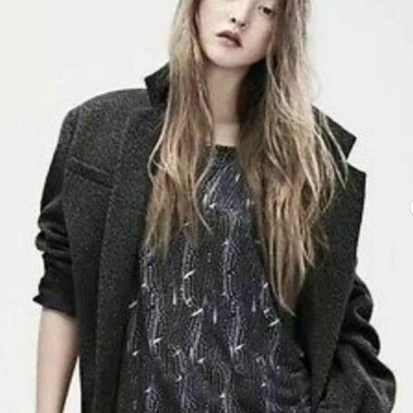 ISABEL MARANT POUR H&M SIZE YOUTH 10 12 WOMENS XS FEATHER PRINT BLOUSE TOP TEE - Picture 3 of 8